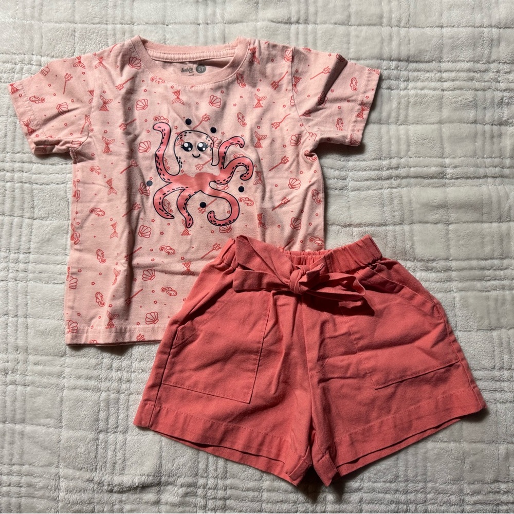 Pink Octopus T-Shirt and Shorts Set